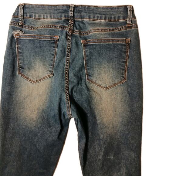 Vntg Embroidered Flare Jeans Sz 9 Blue Sunflower Daisy Acid Boho Festival Gypsy - Picture 12 of 16